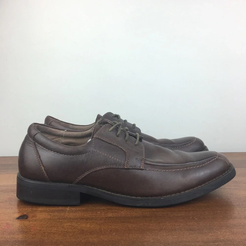Fratelli Select Men’s Dress Shoes Almond Toe Size 9M Brown Genuine Leather.